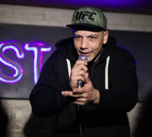 Luis J. Gomez performing at Live at the Barbershop NYC